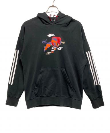 中古・古着通販】adidas (アディダス) プルオーバーパーカー ブラック