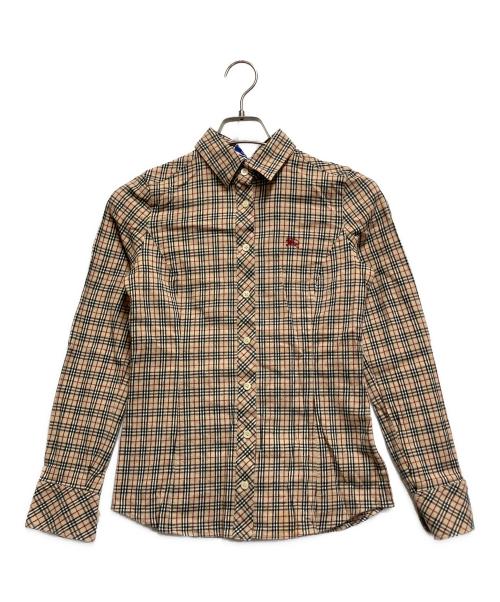 BURBERRY LONDON  BLUE LABEL（バーバリーロンドンブルーレーベル）BURBERRY LONDON  BLUE LABEL (バーバリーロンドンブルーレーベル) 長袖シャツ ベージュ×ブラック サイズ:38の古着・服飾アイテム