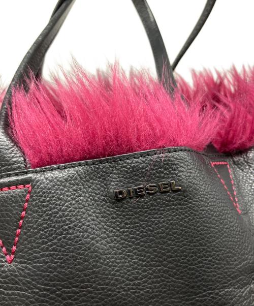 DIESEL（ディーゼル）DIESEL (ディーゼル) フェイクファートートバッグ ダークブラウン×パープルの古着・服飾アイテム