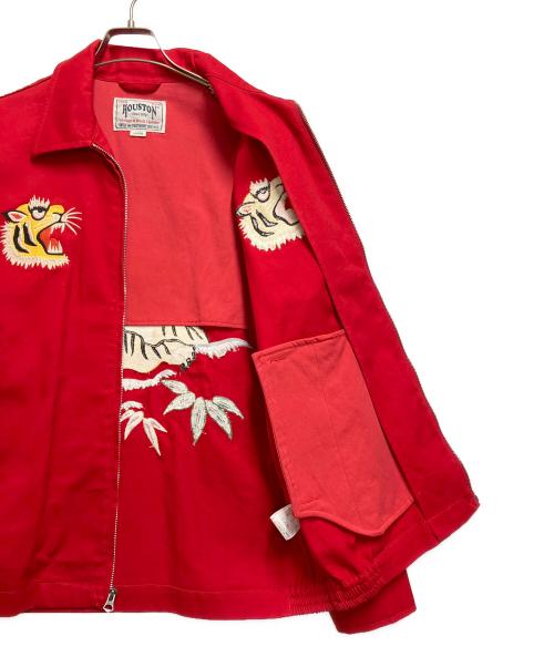 HOUSTON（ヒューストン）HOUSTON (ヒューストン) 刺繍ハリントンジャケット レッド サイズ:Largeの古着・服飾アイテム
