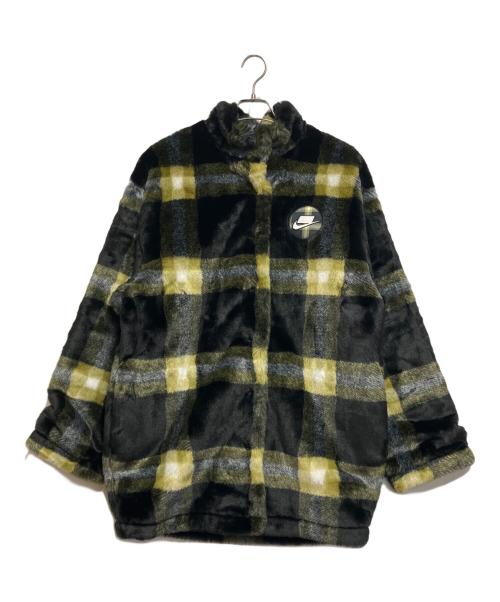 NIKE（ナイキ）NIKE (ナイキ) AS W NSW FX FUR AOP JKT（ウィメンズ NSW FX FUR AOP ジャケット） カーキ×ブラック サイズ:XLの古着・服飾アイテム