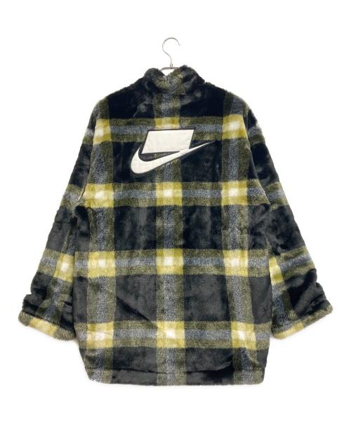 NIKE（ナイキ）NIKE (ナイキ) AS W NSW FX FUR AOP JKT（ウィメンズ NSW FX FUR AOP ジャケット） カーキ×ブラック サイズ:XLの古着・服飾アイテム