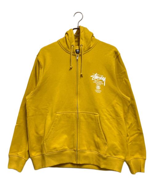 stussy（ステューシー）stussy (ステューシー) ジップアップパーカー イエロー サイズ:Mの古着・服飾アイテム