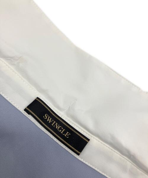 Swingle（スウィングル）Swingle (スウィングル) バックルベルト付きサマーバイカラーシャツワンピース ブルー サイズ:FREEの古着・服飾アイテム