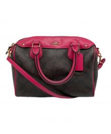 COACH（コーチ）の古着「シグネチャー ベネット ミニサッチェル」｜ブラウン×ピンク