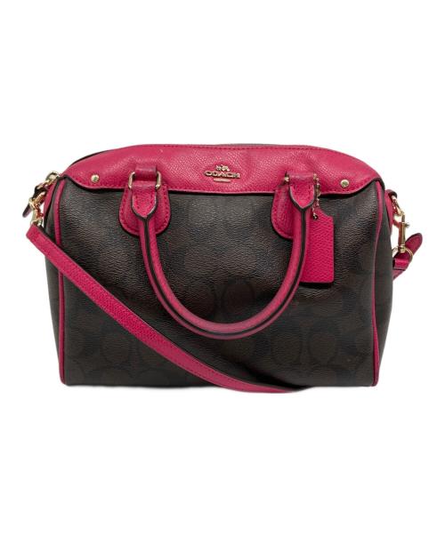 COACH（コーチ）COACH (コーチ) シグネチャー ベネット ミニサッチェル ブラウン×ピンクの古着・服飾アイテム