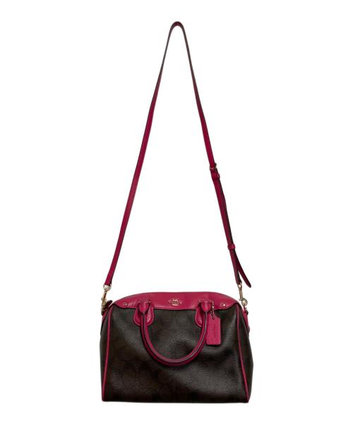 COACH（コーチ）COACH (コーチ) シグネチャー ベネット ミニサッチェル ブラウン×ピンクの古着・服飾アイテム