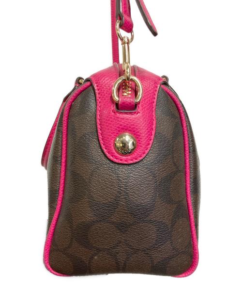 COACH（コーチ）COACH (コーチ) シグネチャー ベネット ミニサッチェル ブラウン×ピンクの古着・服飾アイテム