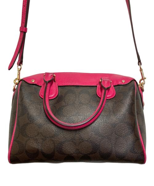 COACH（コーチ）COACH (コーチ) シグネチャー ベネット ミニサッチェル ブラウン×ピンクの古着・服飾アイテム
