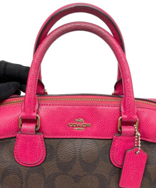 COACH（コーチ）COACH (コーチ) シグネチャー ベネット ミニサッチェル ブラウン×ピンクの古着・服飾アイテム