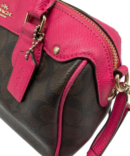 COACH（コーチ）COACH (コーチ) シグネチャー ベネット ミニサッチェル ブラウン×ピンクの古着・服飾アイテム