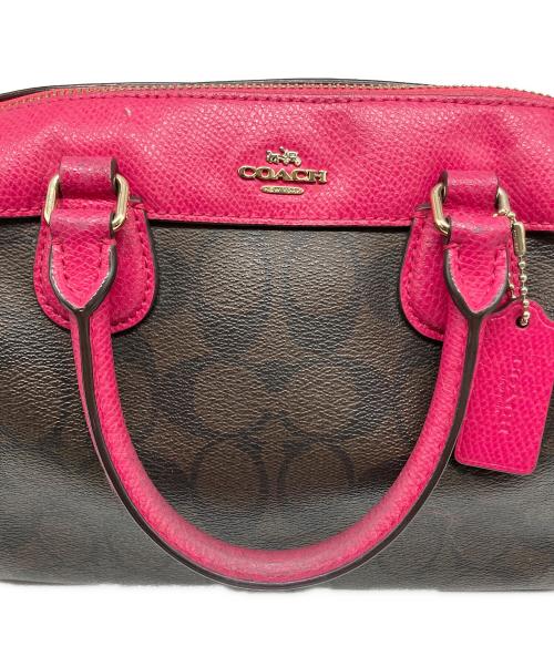 COACH（コーチ）COACH (コーチ) シグネチャー ベネット ミニサッチェル ブラウン×ピンクの古着・服飾アイテム