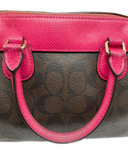 COACH（コーチ）COACH (コーチ) シグネチャー ベネット ミニサッチェル ブラウン×ピンクの古着・服飾アイテム