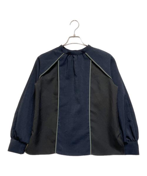 UNITED TOKYO（ユナイテッドトーキョー）UNITED TOKYO (ユナイテッドトーキョー) パイピングフレアブラウス ネイビー×ブラックの古着・服飾アイテム
