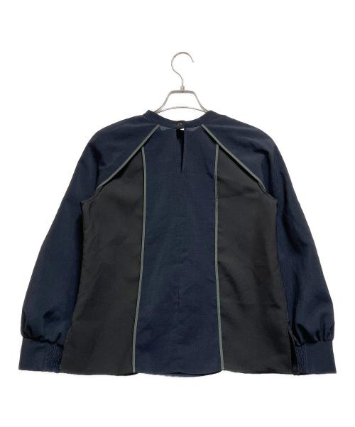 UNITED TOKYO（ユナイテッドトーキョー）UNITED TOKYO (ユナイテッドトーキョー) パイピングフレアブラウス ネイビー×ブラックの古着・服飾アイテム