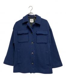 ZARA（ザラ）の古着「BELTED TEXTURED OVERSHIRT」｜ブルー