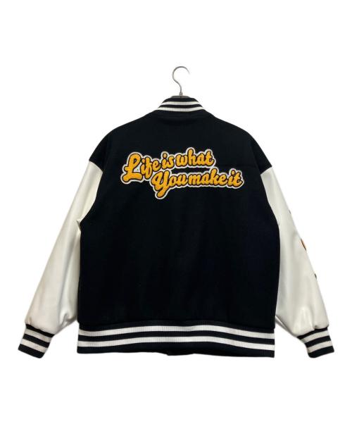 thats life（ザッツ ライフ）THATS LIFE (ザッツ ライフ) スタジャン ブラック×ホワイト サイズ:Lの古着・服飾アイテム
