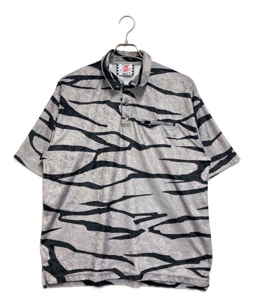 son of the cheese（サノバチーズ）SON OF THE CHEESE (サノバチーズ) ポロシャツ グレー×ブラック サイズ:Lの古着・服飾アイテム