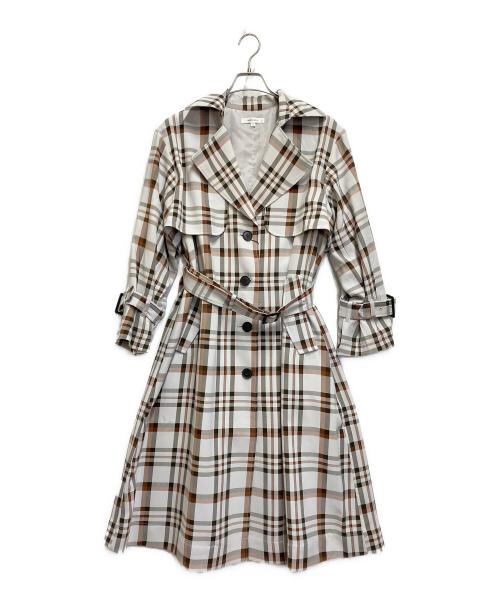 moussy（マウジー）moussy (マウジー) DRAPEY OVER TRENCH コート ベージュ×ブラウン サイズ:1の古着・服飾アイテム