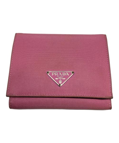 PRADA（プラダ）PRADA (プラダ) 3つ折り財布 ショッキングピンク×ブラックの古着・服飾アイテム