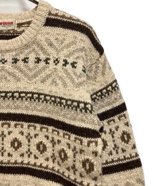 McGREGOR（マックレガー）McGREGOR (マックレガー) 厚手ニット アイボリー×ブラウン サイズ:SIZE Lの古着・服飾アイテム