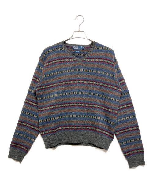 PolobyRalphLauren（ポロ・バイ・ラルフローレン）PolobyRalphLauren (ポロ・バイ・ラルフローレン) デザインニット マルチカラー サイズ:Mの古着・服飾アイテム