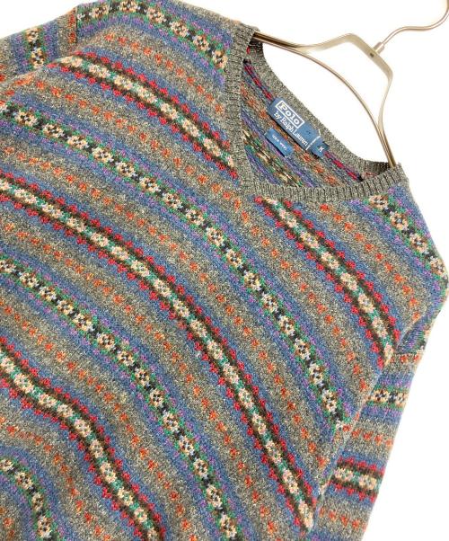 PolobyRalphLauren（ポロ・バイ・ラルフローレン）PolobyRalphLauren (ポロ・バイ・ラルフローレン) デザインニット マルチカラー サイズ:Mの古着・服飾アイテム