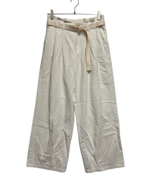 IENA（イエナ）IENA (イエナ) ベルテッドタックパンツ ホワイト サイズ:SIZE Mの古着・服飾アイテム