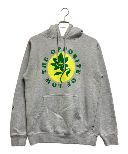 HUF（ハフ）HUF (ハフ) PURPLE BUDDY OPPOSITE OF LOW P/O HOODIE ライトグレー サイズ:Sの古着・服飾アイテム