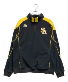 Majestic×福岡ソフトバンクホークス（マジェスティック×フクオカソフトバンクホークス）の古着「ハーフジップフリースウェア」｜ブラック×イエロー