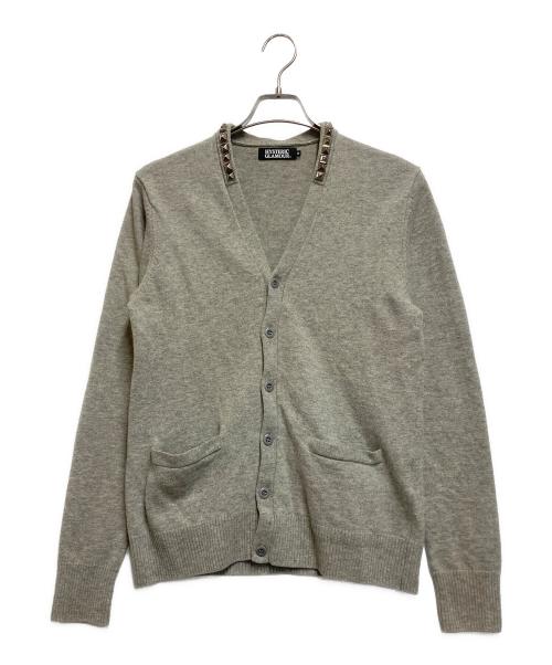 Hysteric Glamour（ヒステリックグラマー）Hysteric Glamour (ヒステリックグラマー) ピラミッドスタッズウールニットカーディガン ライトグレー サイズ:Mの古着・服飾アイテム
