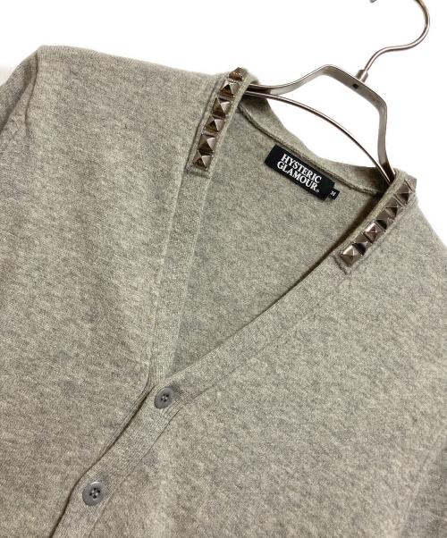 Hysteric Glamour（ヒステリックグラマー）Hysteric Glamour (ヒステリックグラマー) ピラミッドスタッズウールニットカーディガン ライトグレー サイズ:Mの古着・服飾アイテム