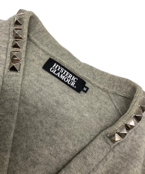 Hysteric Glamour（ヒステリックグラマー）Hysteric Glamour (ヒステリックグラマー) ピラミッドスタッズウールニットカーディガン ライトグレー サイズ:Mの古着・服飾アイテム