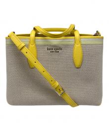 Kate Spade（ケイトスペード）の古着「オールデイキャンバストートバッグ」｜ベージュ×イエロー