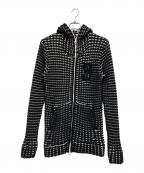 1PIU1UGUALE3 RELAXウノピゥウノウグァーレトレ リラックス）の古着「ビッグワッフルジップパーカー」｜ブラック×ホワイト