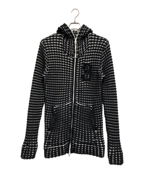 1PIU1UGUALE3 RELAX（ウノピゥウノウグァーレトレ リラックス）1PIU1UGUALE3 RELAX (ウノピゥウノウグァーレトレ リラックス) ビッグワッフルジップパーカー ブラック×ホワイト サイズ:JP XL / EU L / IT 50の古着・服飾アイテム