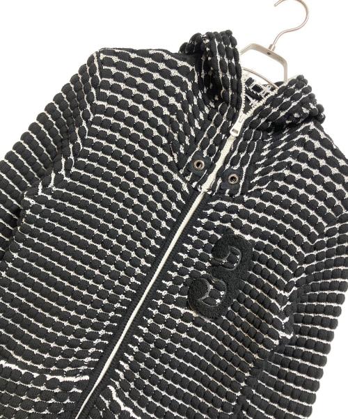 1PIU1UGUALE3 RELAX（ウノピゥウノウグァーレトレ リラックス）1PIU1UGUALE3 RELAX (ウノピゥウノウグァーレトレ リラックス) ビッグワッフルジップパーカー ブラック×ホワイト サイズ:JP XL / EU L / IT 50の古着・服飾アイテム