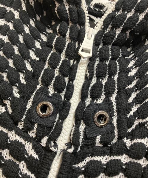 1PIU1UGUALE3 RELAX（ウノピゥウノウグァーレトレ リラックス）1PIU1UGUALE3 RELAX (ウノピゥウノウグァーレトレ リラックス) ビッグワッフルジップパーカー ブラック×ホワイト サイズ:JP XL / EU L / IT 50の古着・服飾アイテム