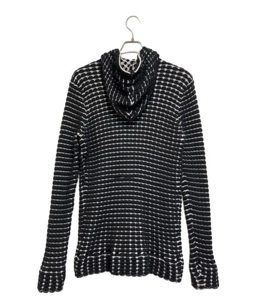 1PIU1UGUALE3 RELAX（ウノピゥウノウグァーレトレ リラックス）1PIU1UGUALE3 RELAX (ウノピゥウノウグァーレトレ リラックス) ビッグワッフルジップパーカー ブラック×ホワイト サイズ:JP XL / EU L / IT 50の古着・服飾アイテム