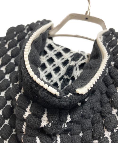 1PIU1UGUALE3 RELAX（ウノピゥウノウグァーレトレ リラックス）1PIU1UGUALE3 RELAX (ウノピゥウノウグァーレトレ リラックス) ビッグワッフルジップパーカー ブラック×ホワイト サイズ:JP XL / EU L / IT 50の古着・服飾アイテム