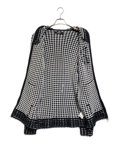 1PIU1UGUALE3 RELAX（ウノピゥウノウグァーレトレ リラックス）1PIU1UGUALE3 RELAX (ウノピゥウノウグァーレトレ リラックス) ビッグワッフルジップパーカー ブラック×ホワイト サイズ:JP XL / EU L / IT 50の古着・服飾アイテム