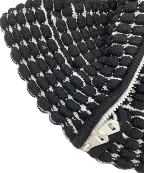 1PIU1UGUALE3 RELAX（ウノピゥウノウグァーレトレ リラックス）1PIU1UGUALE3 RELAX (ウノピゥウノウグァーレトレ リラックス) ビッグワッフルジップパーカー ブラック×ホワイト サイズ:JP XL / EU L / IT 50の古着・服飾アイテム