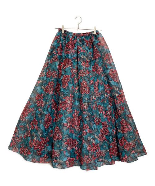 Lily Brown（リリーブラウン）Lily Brown (リリーブラウン) ステンドガラス柄ロングスカート グリーン×レッド サイズ:FREEの古着・服飾アイテム