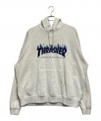 THRASHERスラッシャー）の古着「FLAMEクルースウェットビッグシルエットパーカー」｜ライトグレー