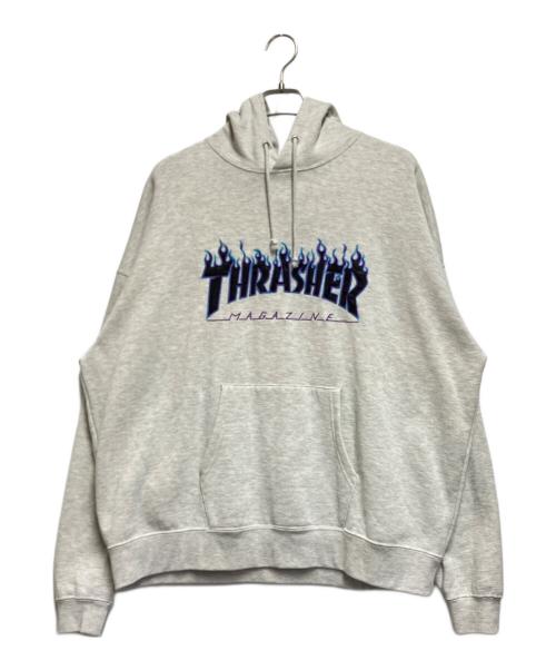 THRASHER（スラッシャー）THRASHER (スラッシャー) FLAMEクルースウェットビッグシルエットパーカー ライトグレー サイズ:Lの古着・服飾アイテム