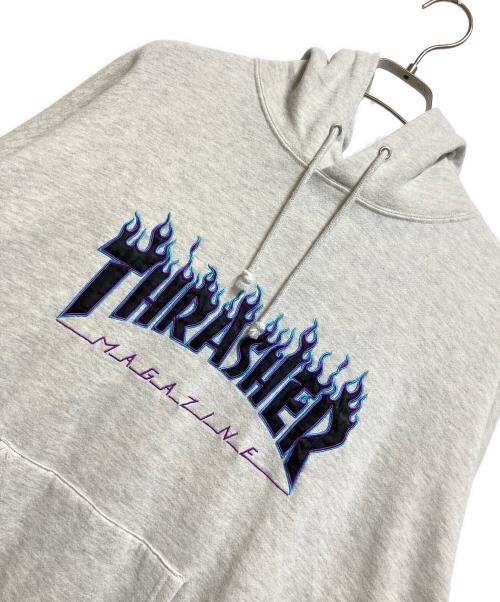 THRASHER（スラッシャー）THRASHER (スラッシャー) FLAMEクルースウェットビッグシルエットパーカー ライトグレー サイズ:Lの古着・服飾アイテム