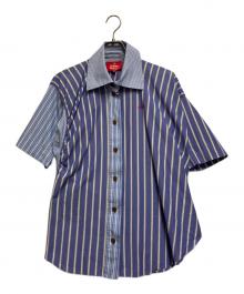 Vivienne Westwood（ヴィヴィアンウエストウッド）の古着「ストライプMIXシャツ」｜スカイブルー×ホワイト