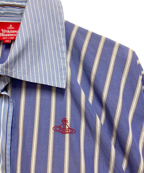 Vivienne Westwood（ヴィヴィアンウエストウッド）Vivienne Westwood (ヴィヴィアンウエストウッド) ストライプMIXシャツ スカイブルー×ホワイト サイズ:Mの古着・服飾アイテム