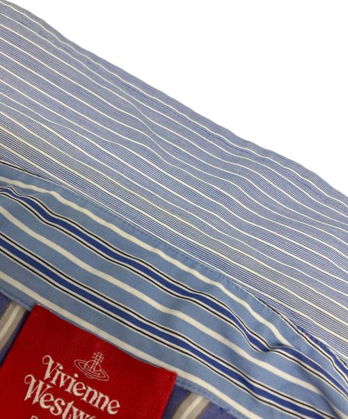 Vivienne Westwood（ヴィヴィアンウエストウッド）Vivienne Westwood (ヴィヴィアンウエストウッド) ストライプMIXシャツ スカイブルー×ホワイト サイズ:Mの古着・服飾アイテム