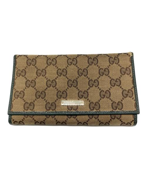 GUCCI（グッチ）GUCCI (グッチ) 長財布 ベージュ×グリーンの古着・服飾アイテム